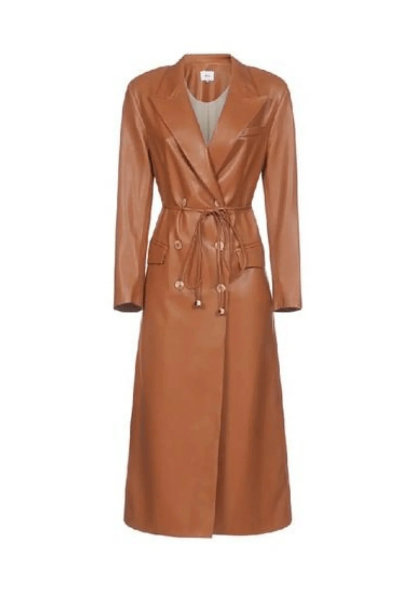 BROWN MANILA TRENCH-COAT Stand-Up Roll-Neck Turtle