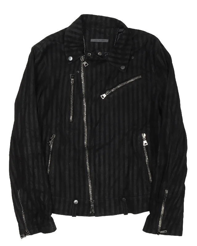Striped Leather Jacket Zippered Front Buttoned Front Snap Front Zippered Front Buttoned Front Snap Front Striped Leather Jacket Zippered Front Buttoned Front Snap Front Zippered Front Buttoned Front Snap Front