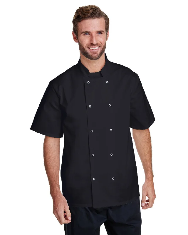 Artisan Collection by Reprime RP664 Unisex Studded Front Short-Sleeve Chef's Coat Parka Anorak Hoodie
