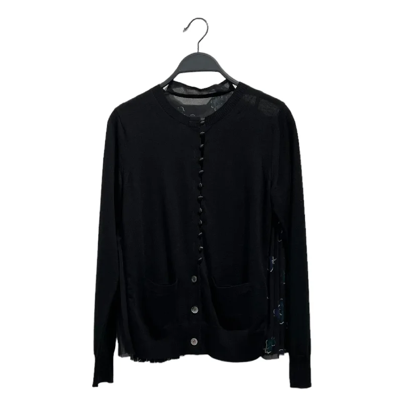 Sacai/Cardigan/1/Wool/BLK/17-03362 Solid Print Embellished Solid Print Embellished