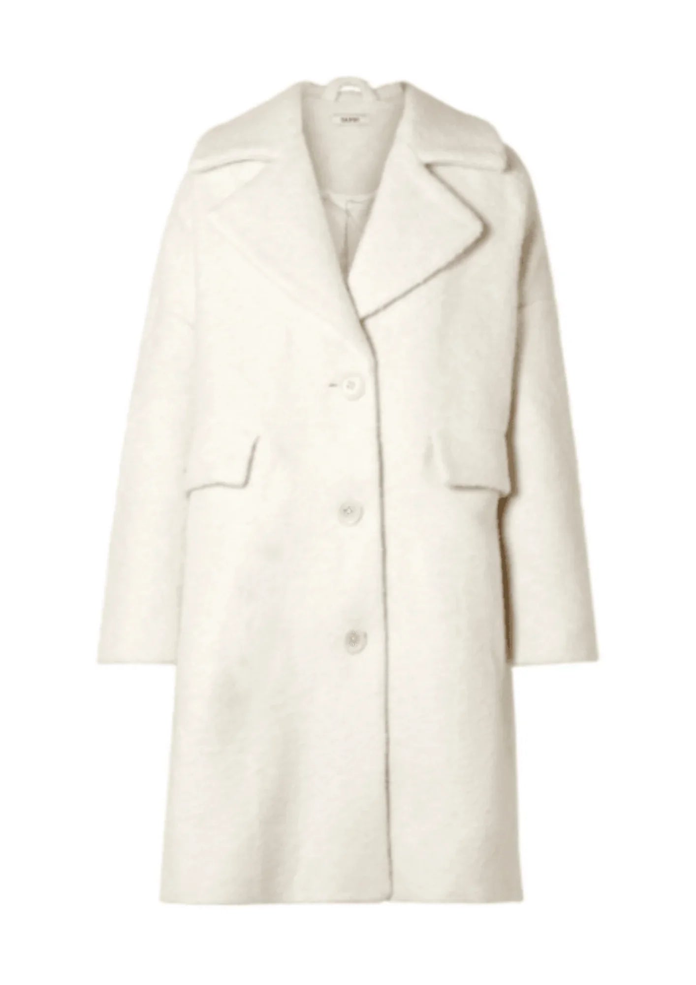 WOOL-BLEND COAT Solid Print Jacquard