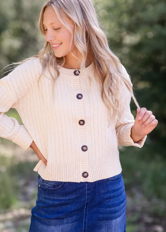 Cream Button Up Crop Cardigan - FINAL SALE Elasticated Padded Insulated Elasticated Padded Insulated Cream Button Up Crop Cardigan - FINAL SALE Elasticated Padded Insulated Elasticated Padded Insulated