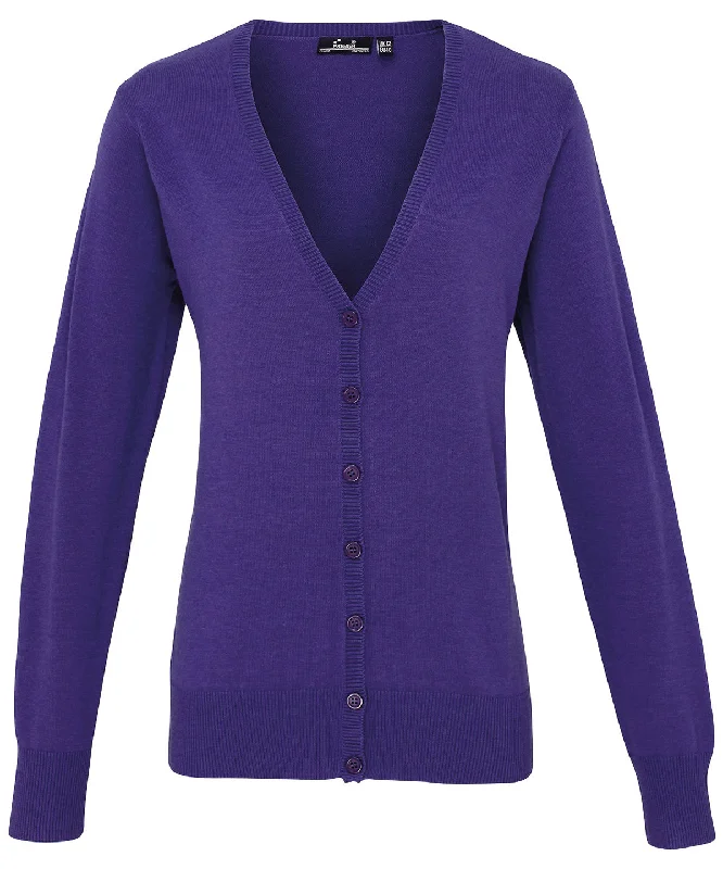 Purple - Women's button-through knitted cardigan Fleece Fabric Down Fabric Feather Fabric Fleece Fabric Down Fabric Feather Fabric