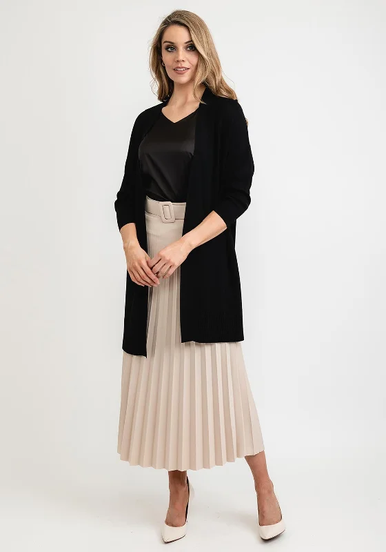 Seventy1 One Size Long Fine Cardigan, Black Handmade Hand-knitted Hand-woven Handmade Hand-knitted Hand-woven