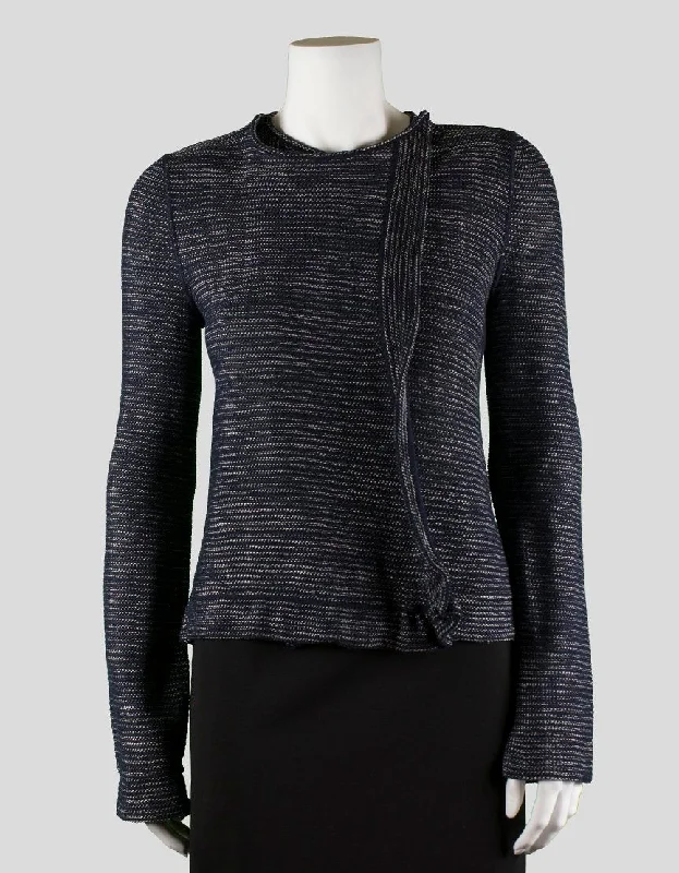 Emporio Armani Navy Blue Knit Long Sleeved Cardigan - 44 IT |  8 US Bright Pastel Dark Bright Pastel Dark