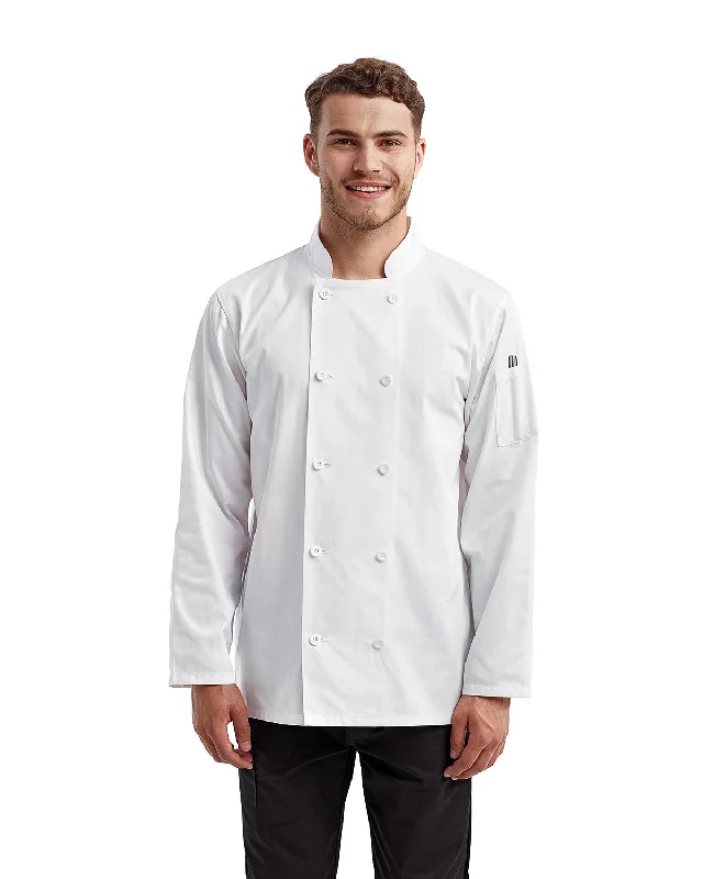 Artisan Collection by Reprime RP657 Unisex Long-Sleeve Recycled Chef's Coat Suede Faux Fur Shearling