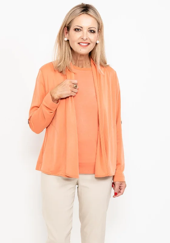 Barbara Lebek Short Jersey Cardigan, Orange Layered Multi-layer Single Layer Layered Multi-layer Single Layer