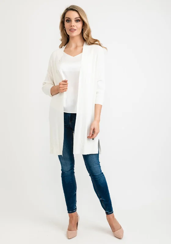 Seventy1 One Size Long Fine Cardigan, Cream Stretchy Elastic Breathable Stretchy Elastic Breathable