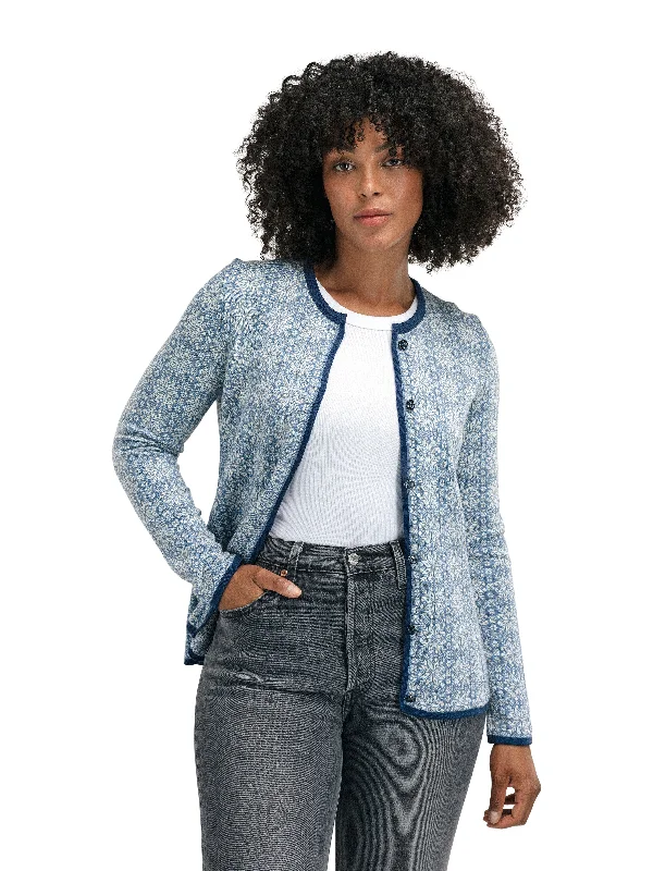 Dale of Norway - Othelie Feminine Jacket - Blueshadow/Off-White Collared Jacket Crew Neck Jacket Turtle Neck Jacket Collared Jacket Crew Neck Jacket Turtle Neck Jacket