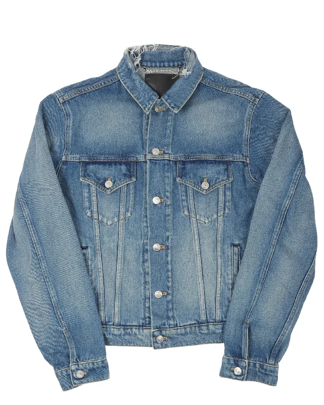 Denim Campaign Jacket Denim Fabric Leather Fabric Suede Fabric Denim Fabric Leather Fabric Suede Fabric