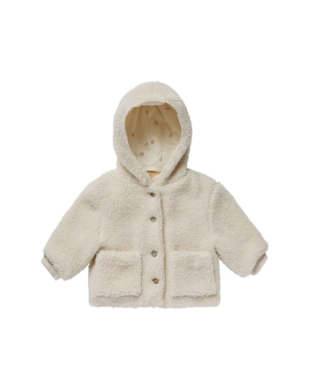 Rylee + Cru Natural Shearling Baby Coat Kimono Robe Cloak