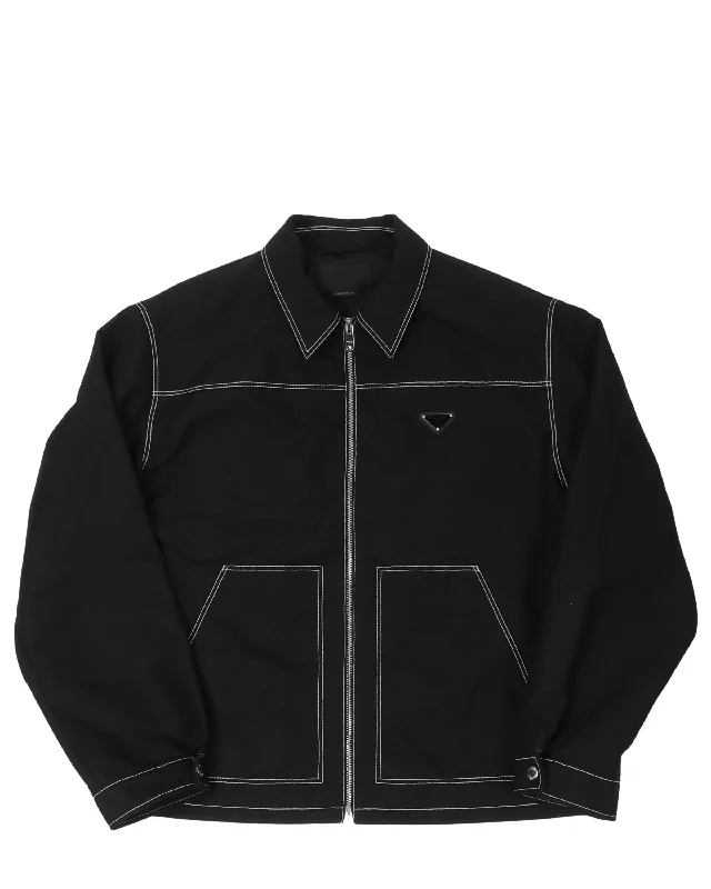 Contrast Stitched Nylon Jacket Nylon Fabric Polyester Fabric Spandex Fabric Nylon Fabric Polyester Fabric Spandex Fabric