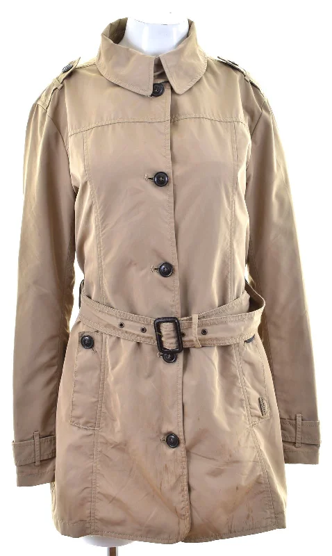 WOOLRICH Womens Military Coat EU 44 Large Beige Tailored Straight A-Line