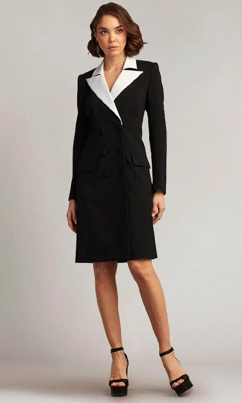 Tadashi Shoji BOS22835M - McKay Double-Breasted Coat V-Neck Dress Fleece Down Feather