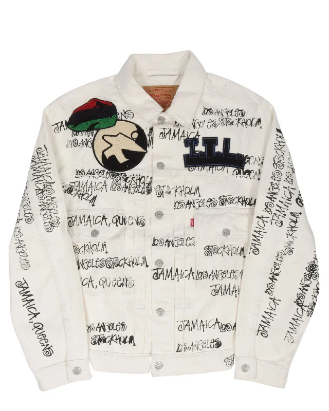 Levi's Stussy Denim Jacket Chenille Fabric Brocade Fabric Lace Fabric Chenille Fabric Brocade Fabric Lace Fabric