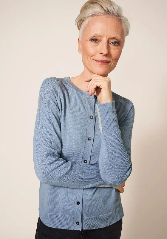 White Stuff Libby Crew Neck Fine Cardigan, Mid Blue Boxy Cardigan Fitted Cardigan A-Line Boxy Cardigan Fitted Cardigan A-Line
