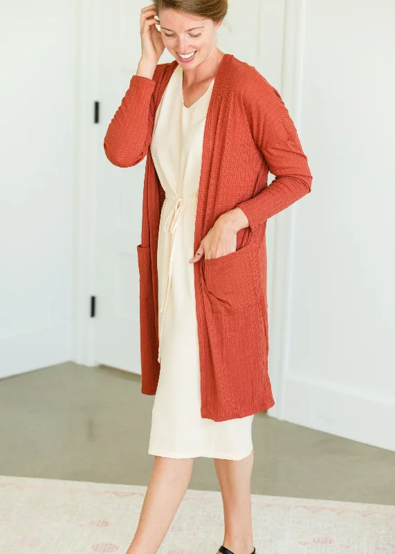 Terracotta Long Dolman Sleeve Rib Knit Cardigan - FINAL SALE Seamless Knitted Crochet Seamless Knitted Crochet Terracotta Long Dolman Sleeve Rib Knit Cardigan - FINAL SALE Seamless Knitted Crochet Seamless Knitted Crochet