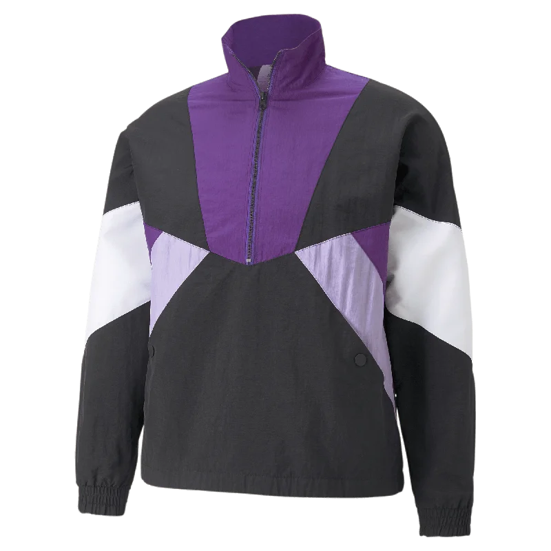PUMA x LAUREN LONDON Woven Women's Jacket - Black/Purple Hooded Jacket Caped Jacket Shawl Collar Jacket Hooded Jacket Caped Jacket Shawl Collar Jacket