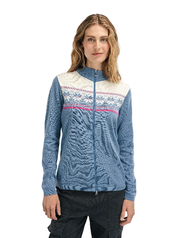 Dale of Norway - Liberg Women's Jacket - Blue Shadow/Off-White Embroidered Jacket Appliqued Jacket Beaded Jacket Embroidered Jacket Appliqued Jacket Beaded Jacket