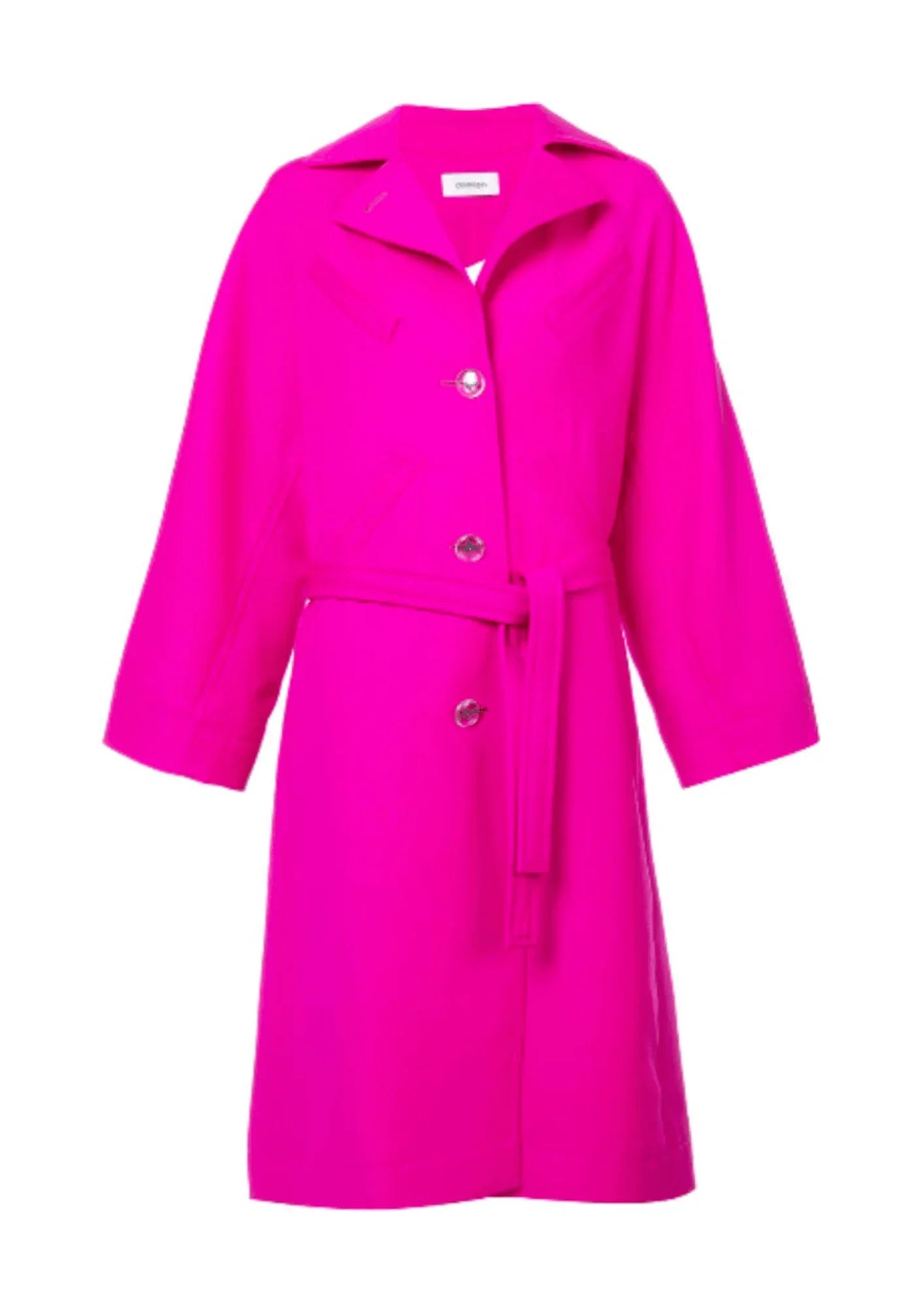 FUCHSIA WOOLEN TRENCH COAT Knit Woven Fleece