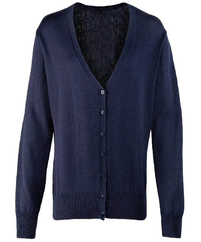Navy - Women's button-through knitted cardigan Nylon Fabric Polyester Fabric Spandex Fabric Nylon Fabric Polyester Fabric Spandex Fabric