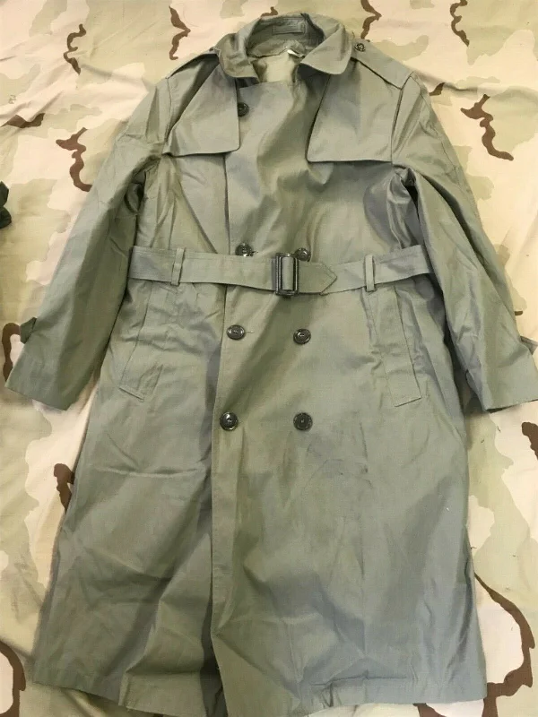 Authentic 42R USMC Trench Coat Satin Silk Chiffon