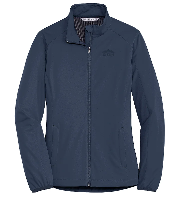 Ladies Active Soft Shell Water Resistant Jacket Front Pockets Side Pockets Patch Pockets Front Pockets Side Pockets Patch Pockets