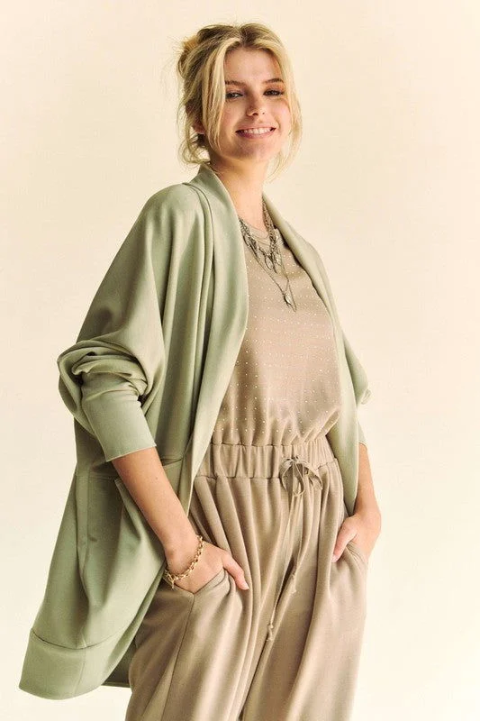 Davi & Dani Dolman Long Sleeve Open Front Jacket Satin Jacket Silk Jacket Chiffon Jacket Satin Jacket Silk Jacket Chiffon Jacket