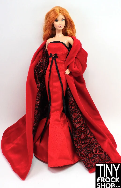 12" Fashion Doll Winter Concert Dress and Coat Set Hook-and-Loop Buckled Tied