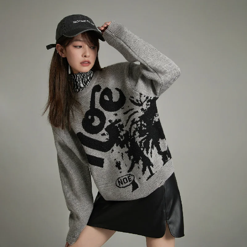 Noe Print Loose Fit Knit Top Luxury Knit Top
