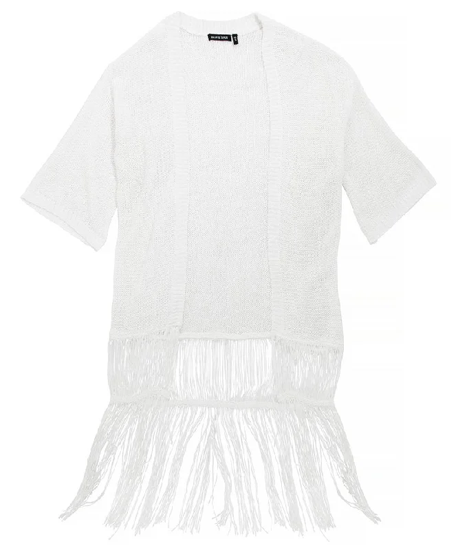 White - Brave Soul Kimono - ladies fringe cardigan Glossy Satin Silk Glossy Satin Silk White - Brave Soul Kimono - ladies fringe cardigan Glossy Satin Silk Glossy Satin Silk