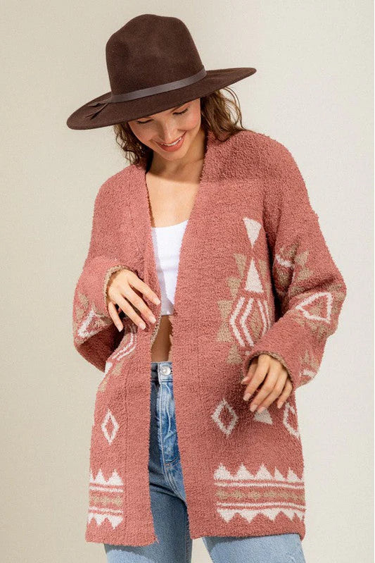 Boho Fuzzy Aztec Geometric Print Cardigan Lace Blend Ribbed Blend Corduroy Blend Lace Blend Ribbed Blend Corduroy Blend