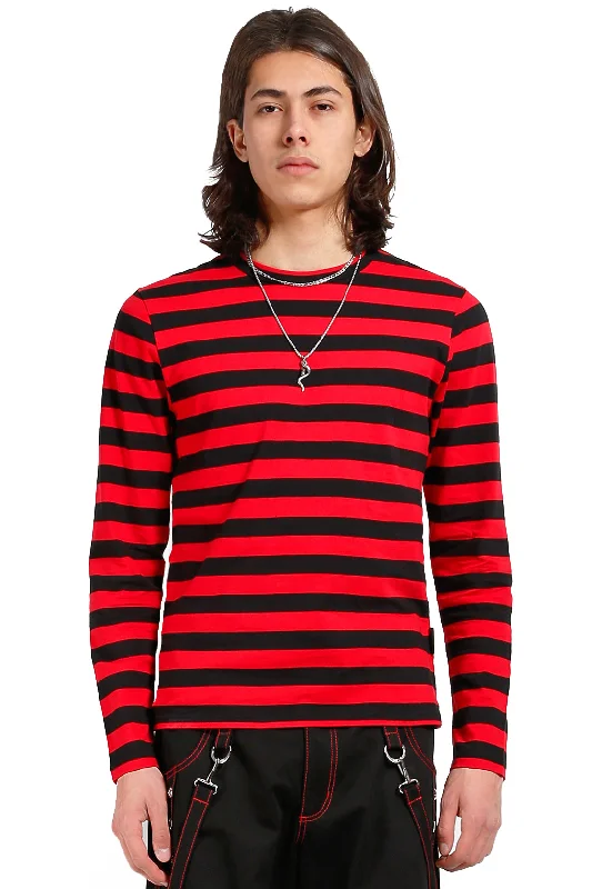 Tripp Stripe Knit Top [Red/Black] Elegant Knit Top