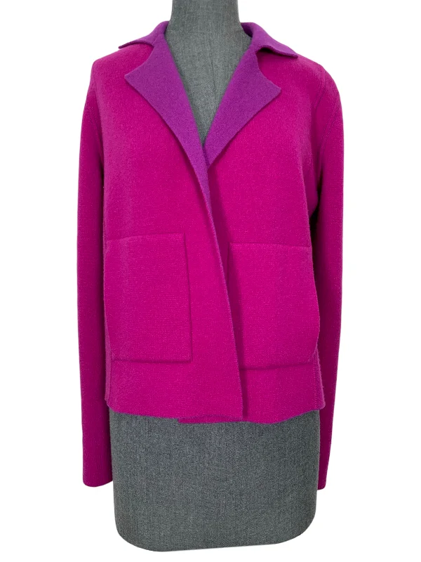 AKRIS Reversible Short Cashmere Cardigan Size M Hooded Cardigan Collared Cardigan Shawl Collar Hooded Cardigan Collared Cardigan Shawl Collar
