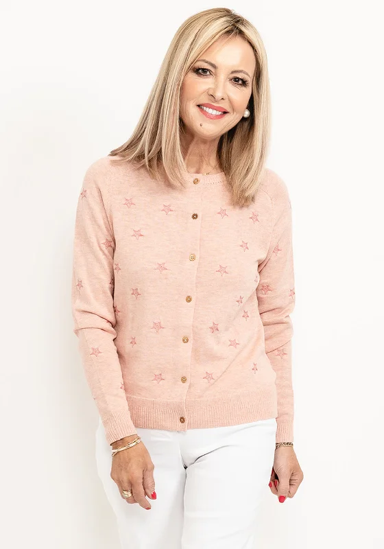 White Stuff Lulu Star Fine Knit Cardigan, Light Pink Bright Pastel Dark Bright Pastel Dark