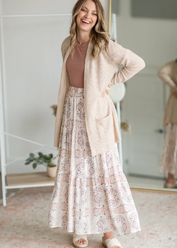 Waffle Knit Cardigan with Pockets - FINAL SALE Boat Neck Shawl Collar Notched Collar Boat Neck Shawl Collar Notched Collar
