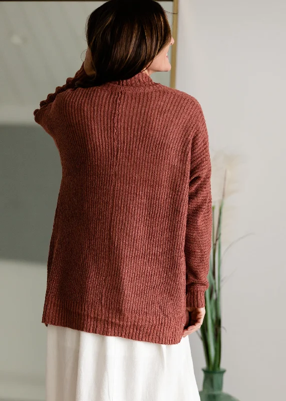 Rust Open Front Long Sleeve Dolman Cardigan - FINAL SALE Wool Cardigan Cotton Cardigan Cashmere Cardigan Wool Cardigan Cotton Cardigan Cashmere Cardigan