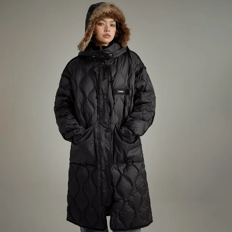 Hooded Quilted Padded Coat Boat Neck Jacket Square Neck Jacket One-Shoulder Jacket