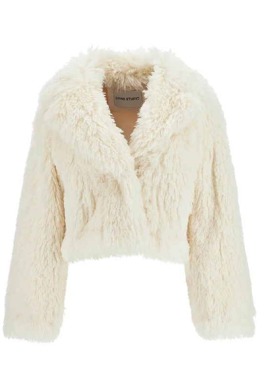 Samara Faux Fur Jacket Boat Neck Shawl Collar Notched Collar Boat Neck Shawl Collar Notched Collar