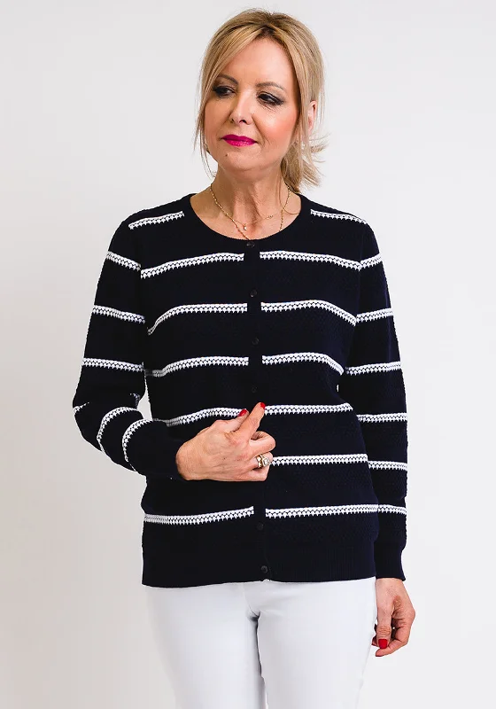 Leon Collection Embossed Stripe Cardigan, Navy Print Jacquard Patchwork Print Jacquard Patchwork Leon Collection Embossed Stripe Cardigan, Navy Print Jacquard Patchwork Print Jacquard Patchwork