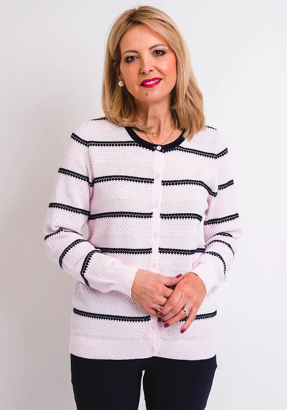 Leon Collection Embossed Stripe Cardigan, Pale Pink Elasticated Padded Insulated Elasticated Padded Insulated Leon Collection Embossed Stripe Cardigan, Pale Pink Elasticated Padded Insulated Elasticated Padded Insulated