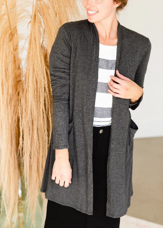 Charcoal Open Front Pocket Cardigan - FINAL SALE Fleece Fabric Down Fabric Feather Fabric Fleece Fabric Down Fabric Feather Fabric Charcoal Open Front Pocket Cardigan - FINAL SALE Fleece Fabric Down Fabric Feather Fabric Fleece Fabric Down Fabric Feather Fabric