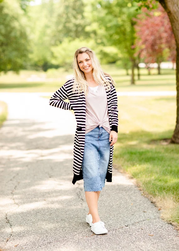 Black Striped Long Sleeve Cardigan - FINAL SALE Fitted Loose Oversized Fitted Loose Oversized Black Striped Long Sleeve Cardigan - FINAL SALE Fitted Loose Oversized Fitted Loose Oversized