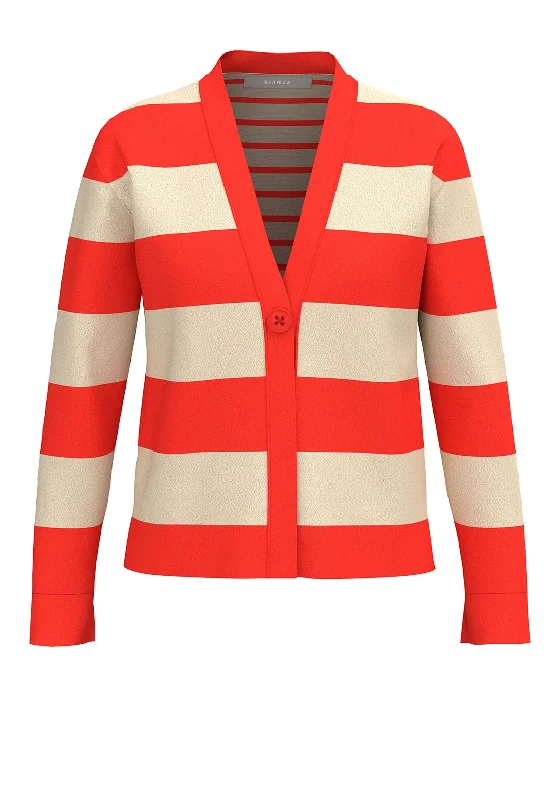 Bianca Vadis Striped Fine Knit Cardigan, Orange & Beige Plaid Cardigan Polka Dot Checkered Plaid Cardigan Polka Dot Checkered