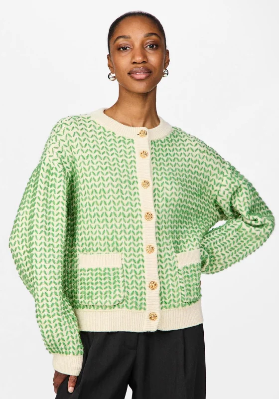 Y.A.S Gea Corsage Button Cardigan, Green Hooded Caped Shawl Collar Hooded Caped Shawl Collar