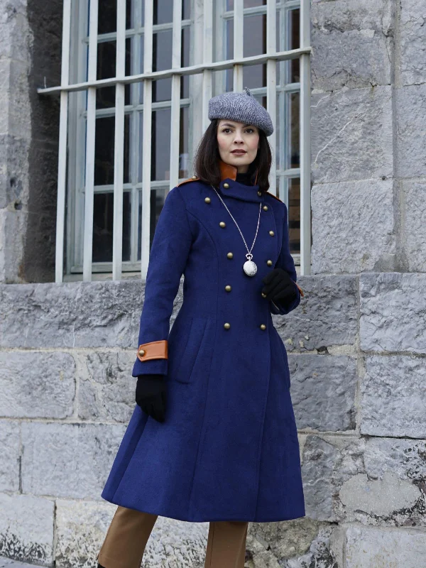 Navy Blue 1950s Patchwork Button Coat Blouse Shirt Tunic