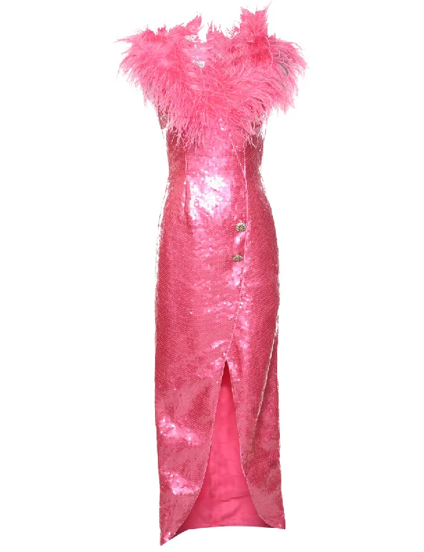 Sequined Tulip Skirt Evening Dress - S