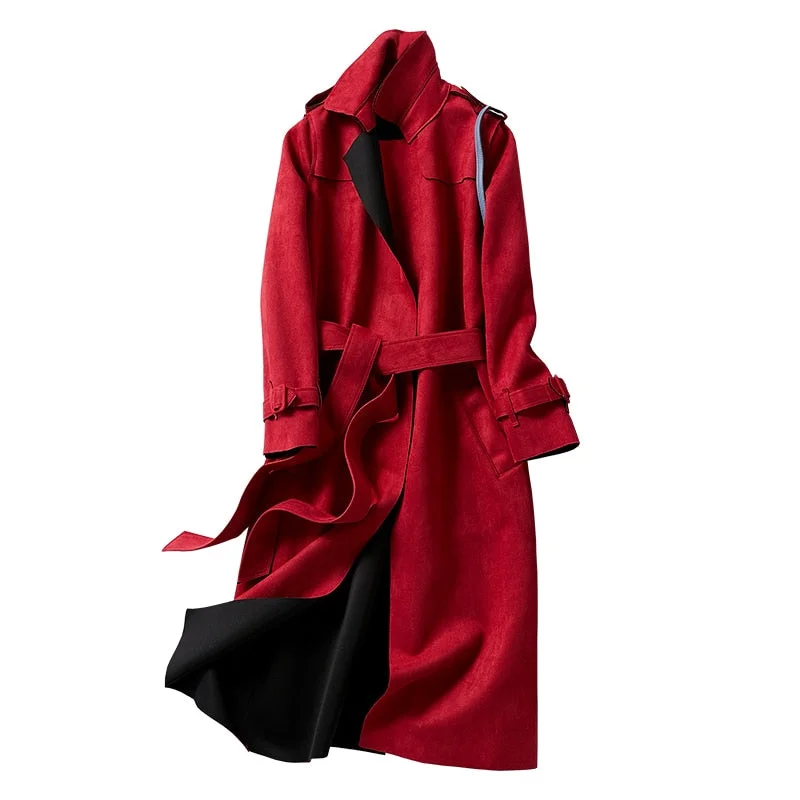Waist Windbreaker Women's Long Spring And Autumn Winter Trench Coat For Women Sexy Trench Coats Luxury Trench Coat Red HH50FY Crew Neck V-Neck Boat Neck