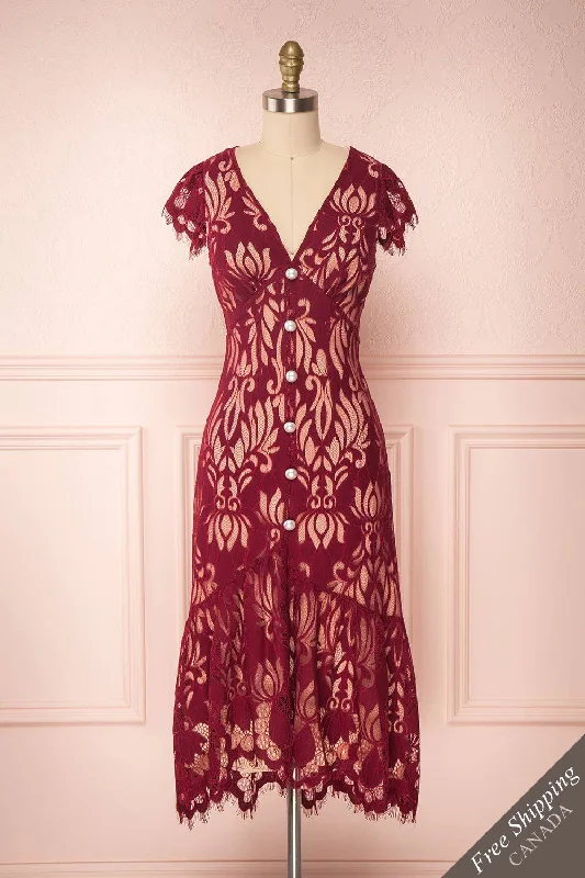 Kehaulani | Burgundy Lace Dress