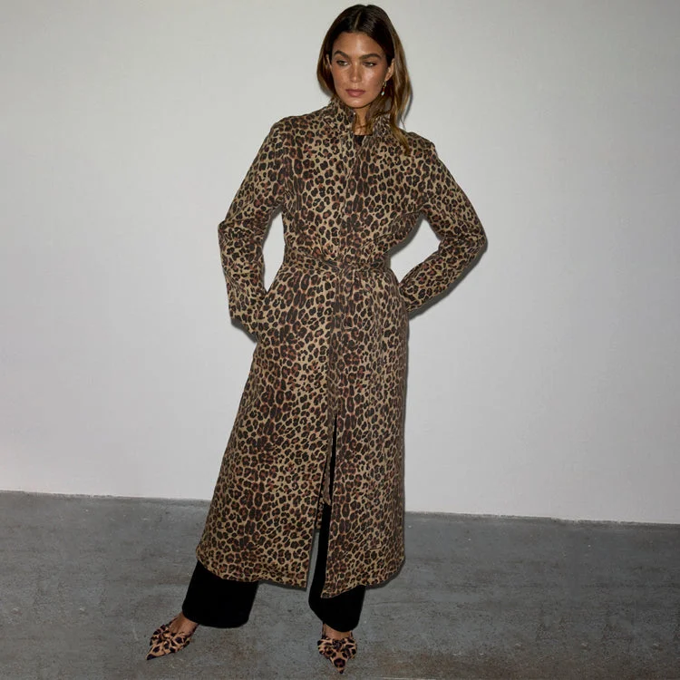 Lucia Leopard Denim 55 Coat Petite Parka Anorak Hoodie